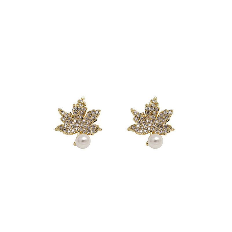 Maple Leaf Pearl Earrings